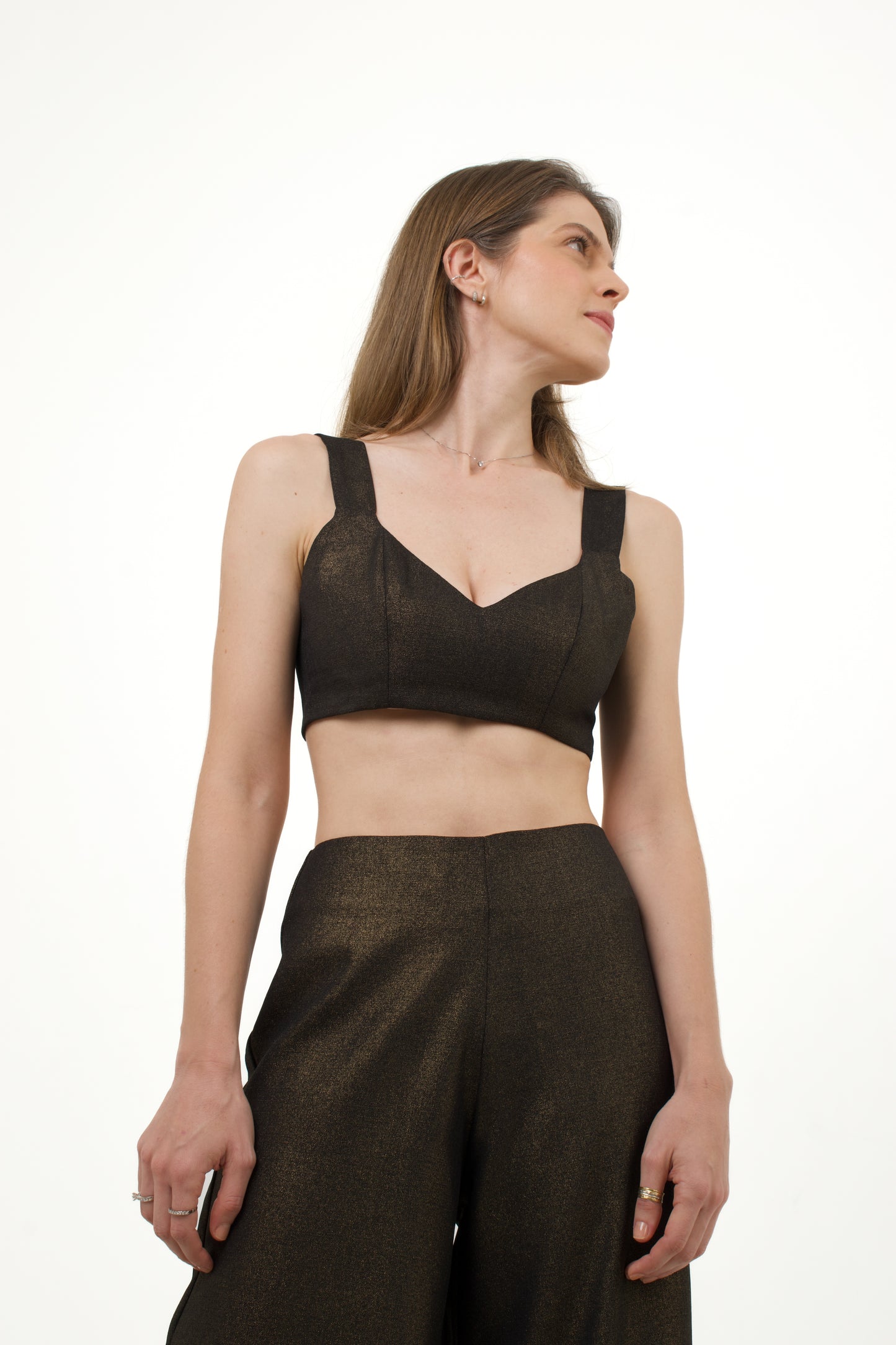 Capri Crop Top / Black & Gold